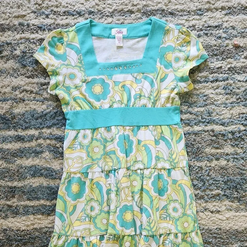 Justice Flower Power Girls Dress || s8 EUC